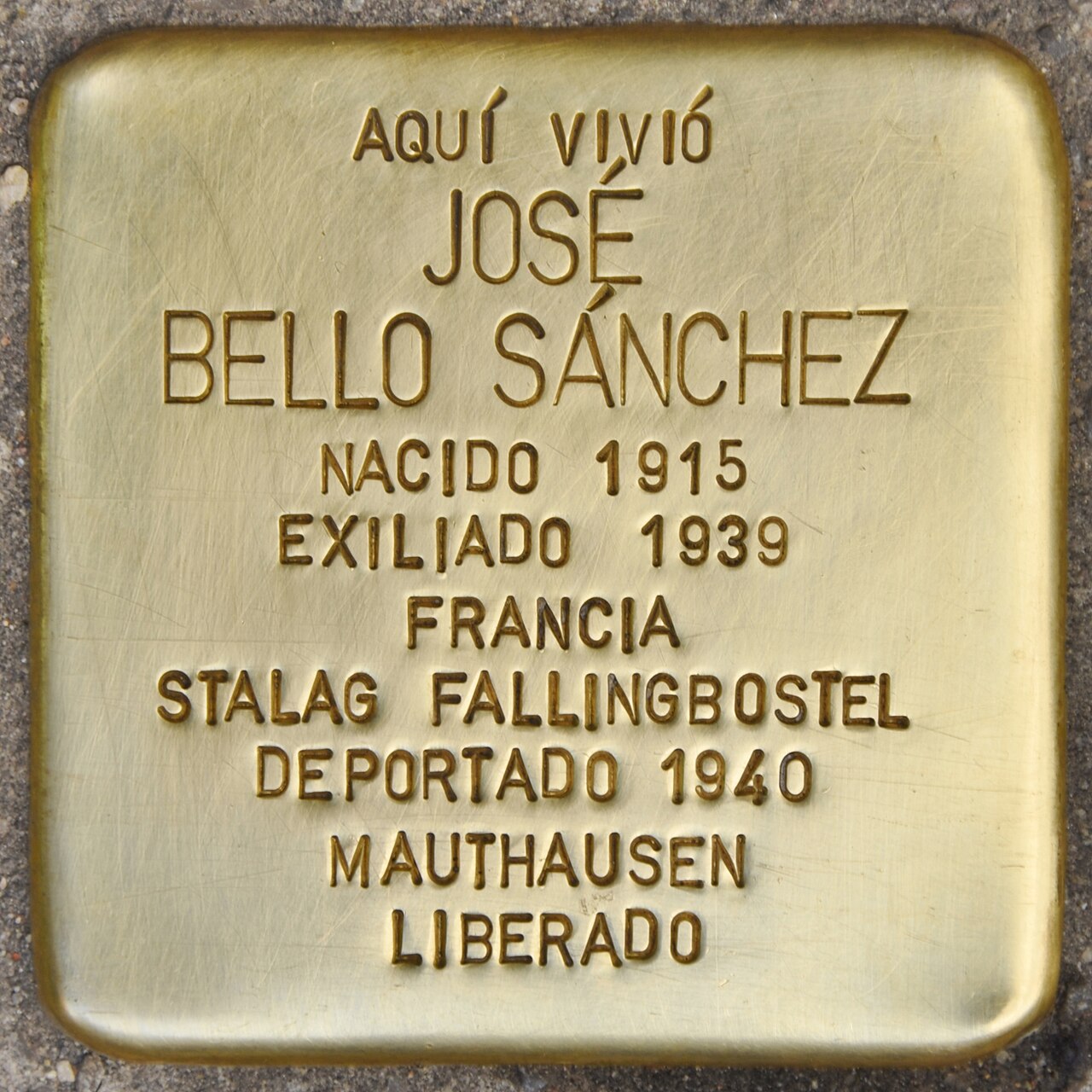 Stolperstein en memoria de José Bello Sánchez