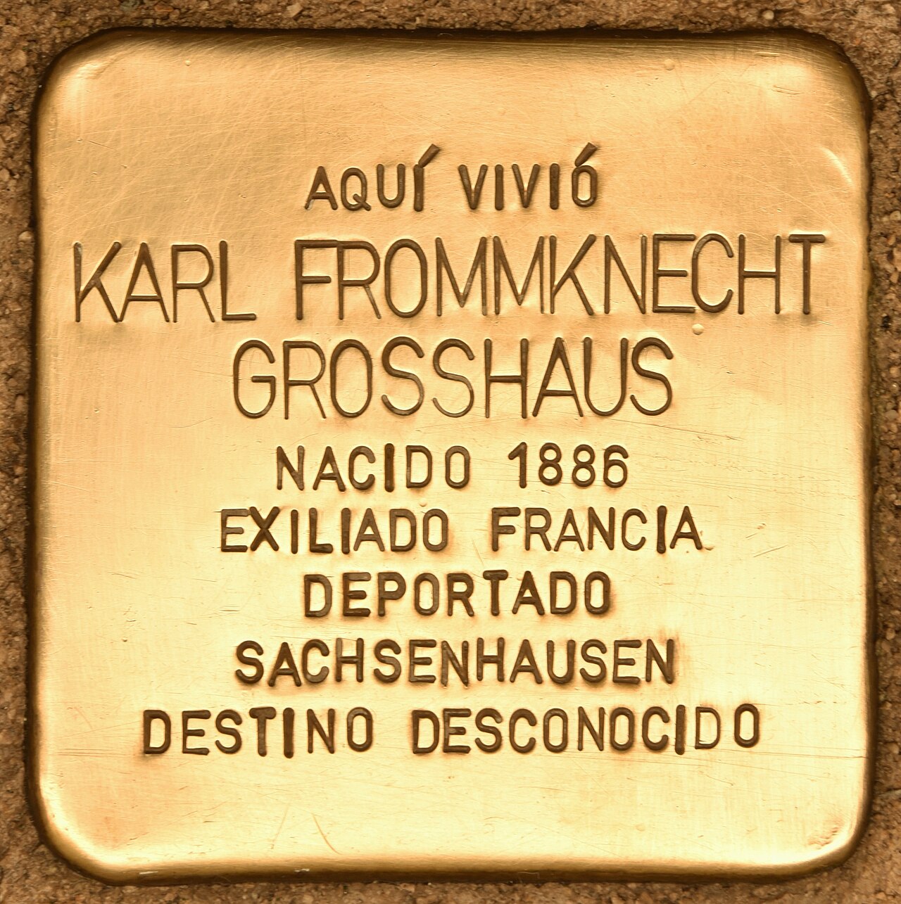 Stolperstein en memoria de Karl Frommknecht Grosshaus