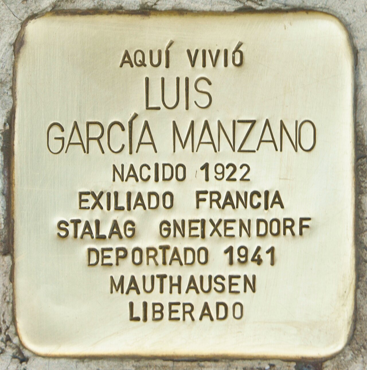 Stolperstein en memoria de Luis García Manzano